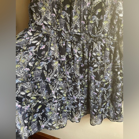 Torrid Mini Lurex Chiffon Tiered Dress sz 1X floral ruffle metallic grunge fairy - Picture 12 of 14